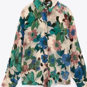 Zara semi sheer floral blouse NWOT M